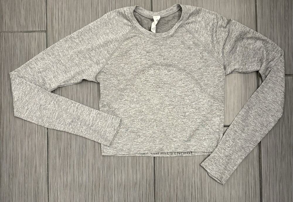 Lululemon Swiftly Tech Cropped Long-Sleeve Shirt Heathered Gray Size 8